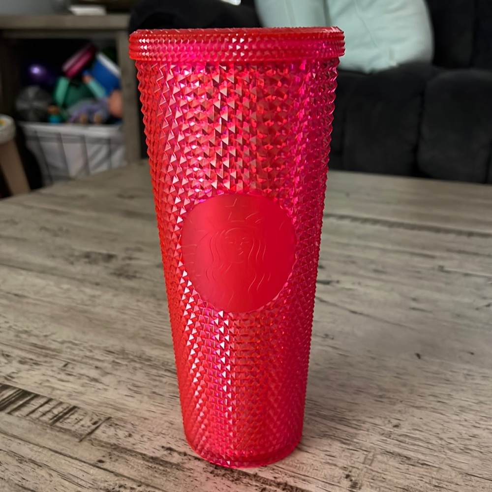 Starbucks hot pink studded 24oz cup. No straw